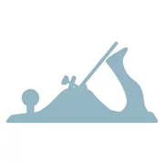 Minimalist blue icon of a hand plane woodworking tool used for smoothing or shaping wood in home improvement projects.