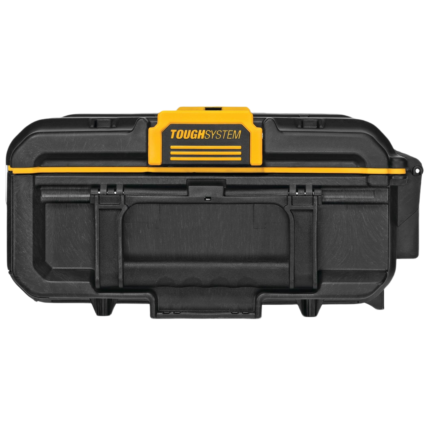 Black and yellow rugged toolbox with durable handle and secure locking system for organizing tools and home improvement gear