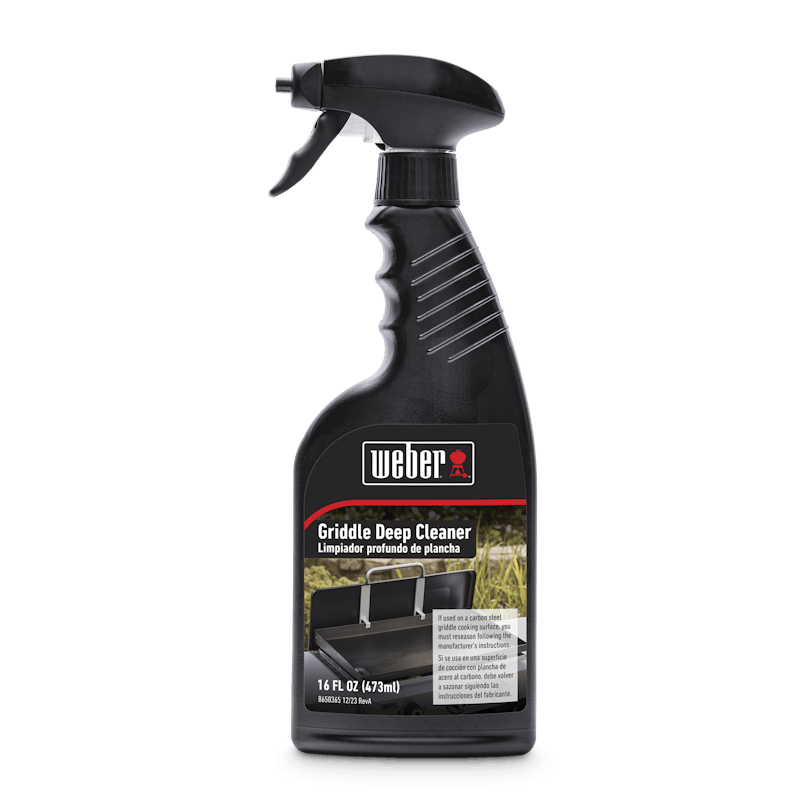 Black spray bottle of Weber griddle deep cleaner for grill cleaning and outdoor living maintenance supplies collections