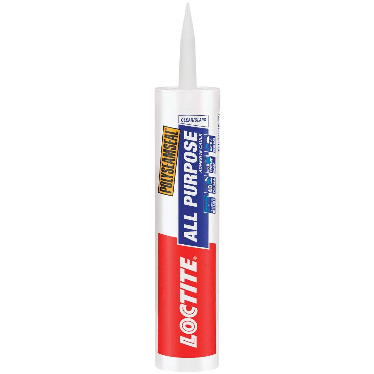 Clear all-purpose adhesive caulk tube with precision nozzle for home improvement in Glue & Adhesives under $50 collection