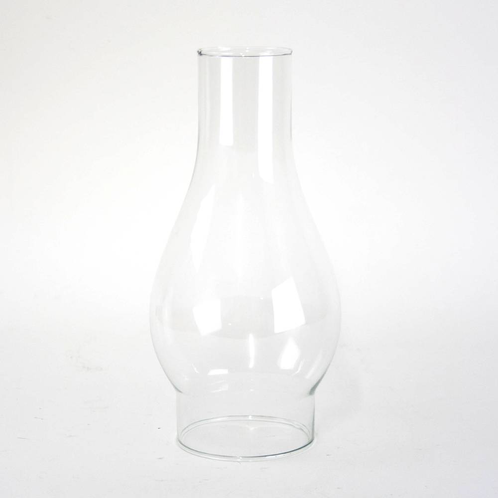 Clear glass lamp chimney with smooth edges designed for protection and improved light flow in home settings