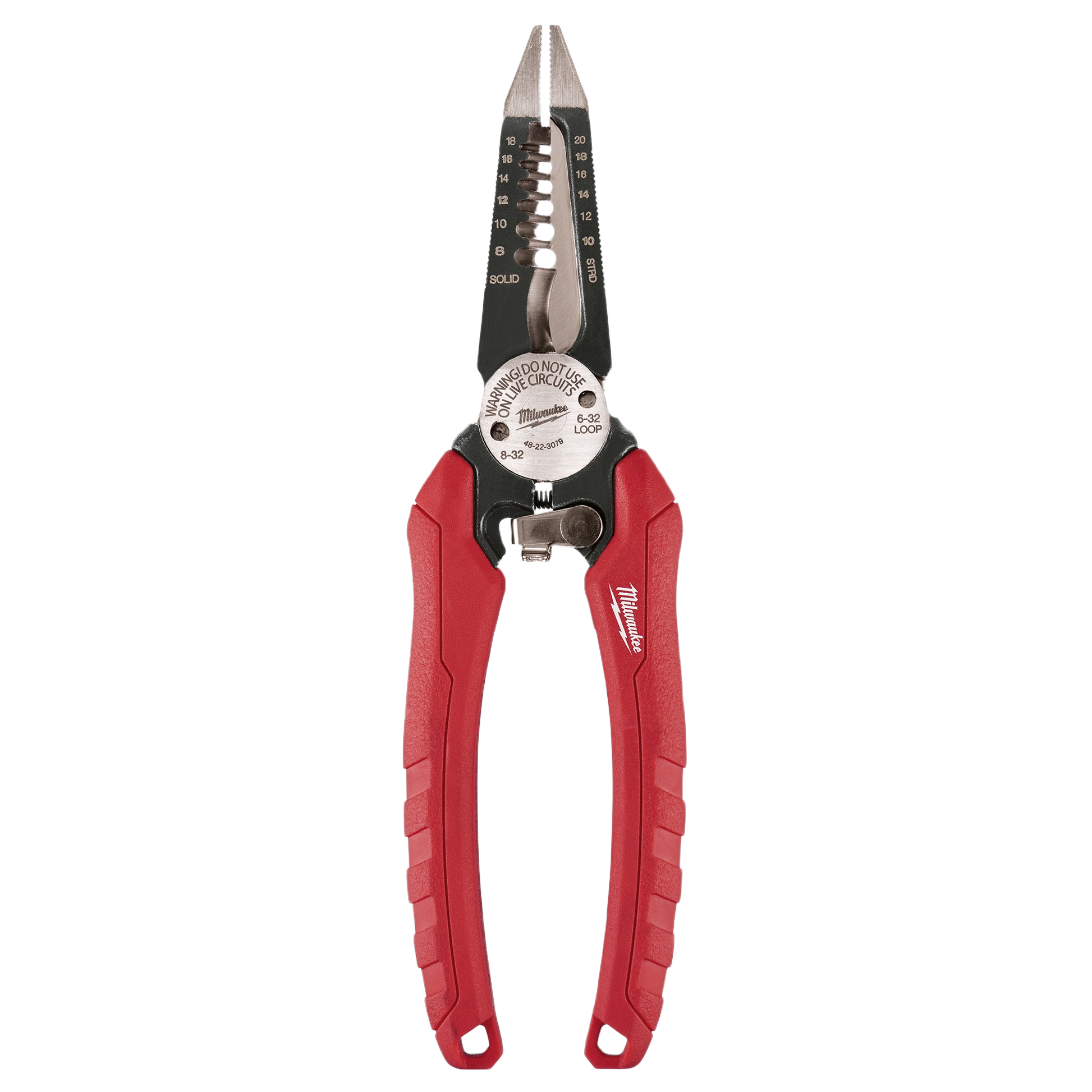 Red-handled comfort grip combination pliers with wire stripping and cutting features for tools and home improvement use