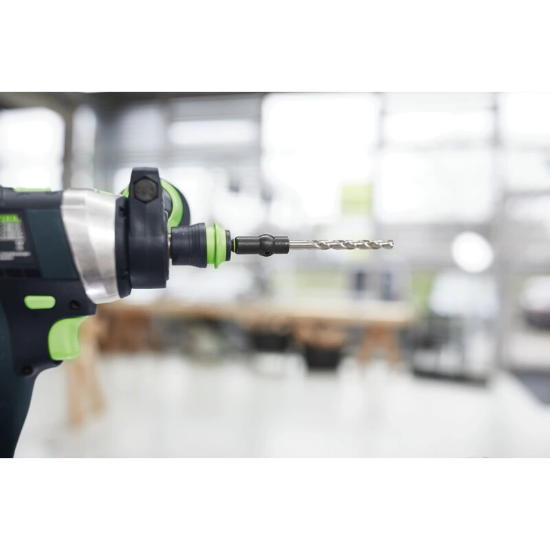 Power drill fitted with a compact Centrotec HSS steel spiral bit for precise wood and metal drilling tasks under $50 tools accessories