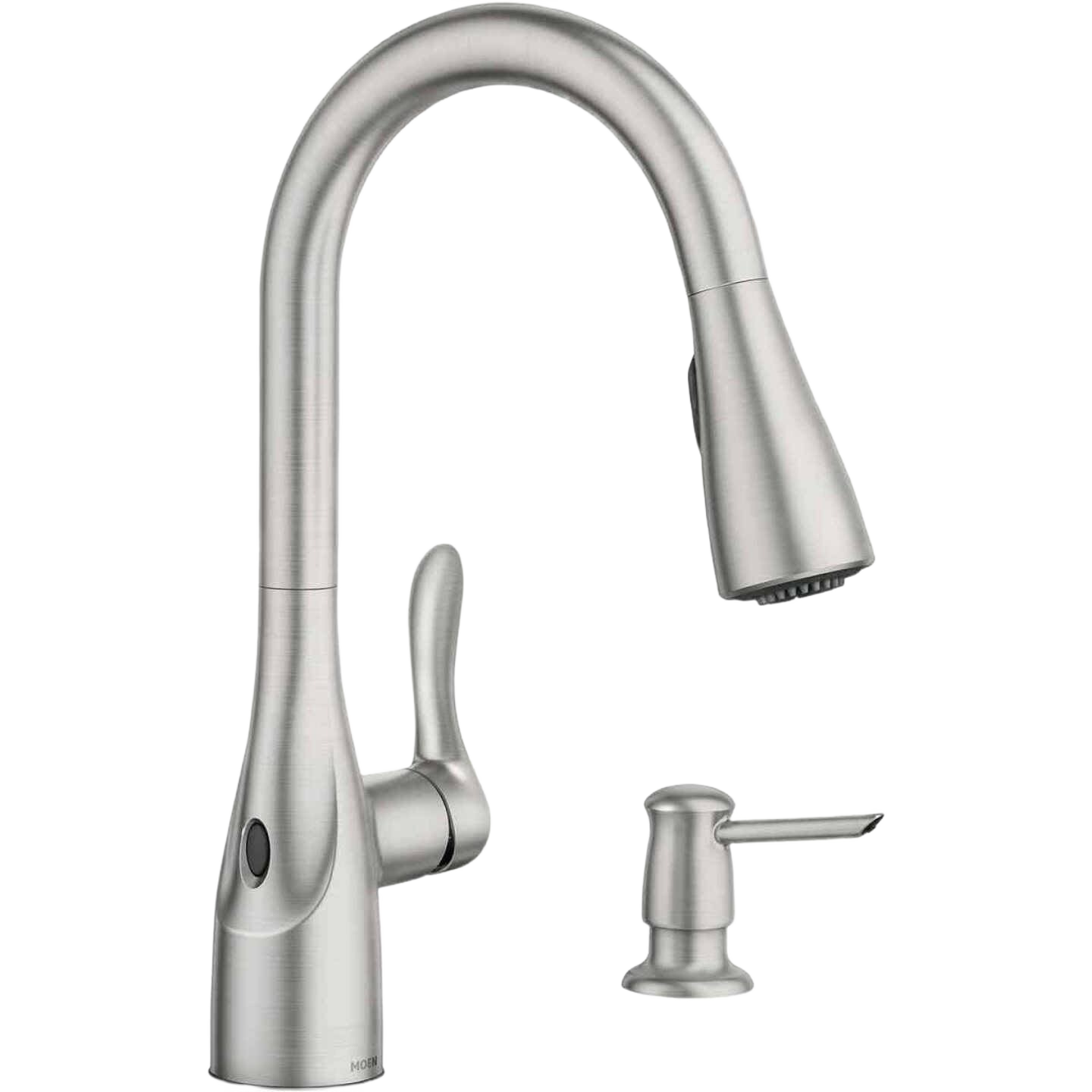 Single-handle stainless steel kitchen faucet with pulldown sprayer and touchless sensor for modern home improvement projects