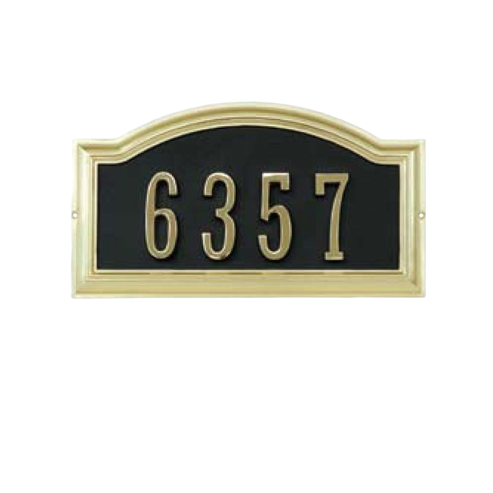 Polished brass and black address plaque with raised numbers for home improvement and hardware collections under $100
