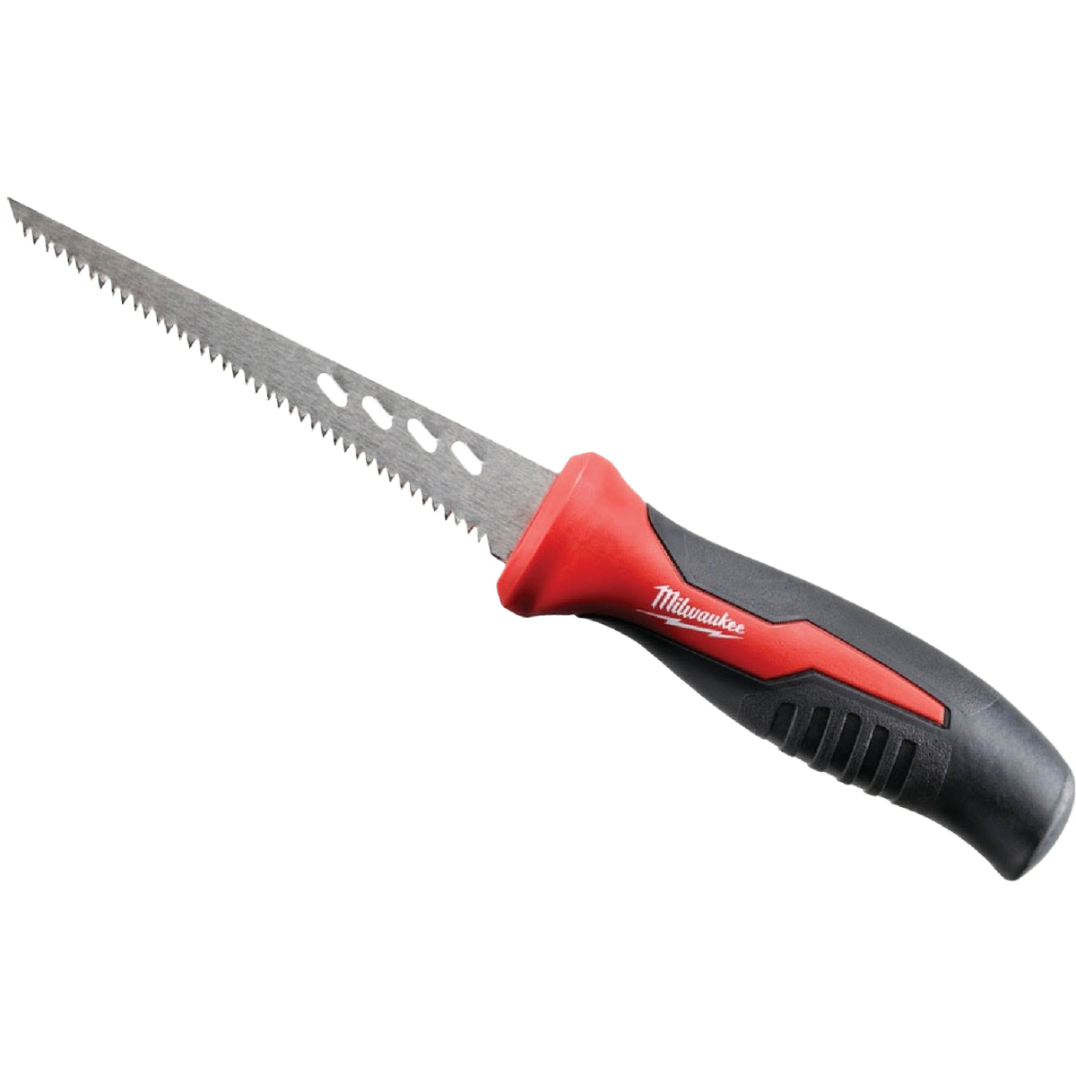 6-inch rasping jab saw with ergonomic red and black handle for detailed cutting in home improvement tasks