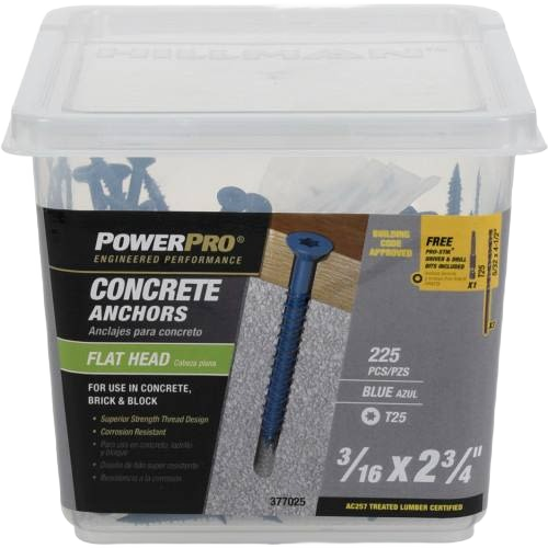 225-pack blue flat-head concrete anchors with corrosion resistance for hardware, fasteners, and lumber building materials collections