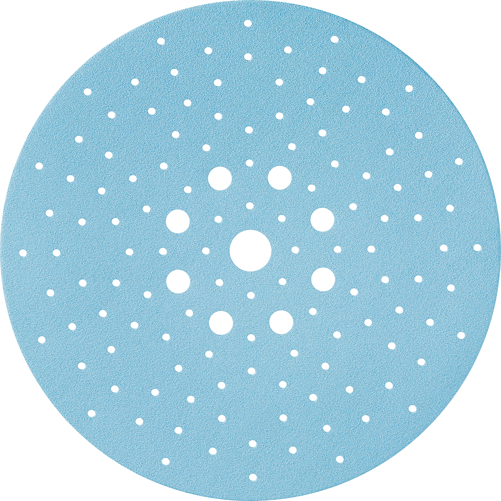 Light blue Festool Granat sanding disc with multiple ventilation holes for power tool accessories and abrasives collections