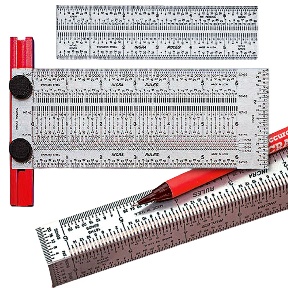 INCRA Marking Rule Set, 12 in., precision measuring tools for home improvement and woodworking projects.