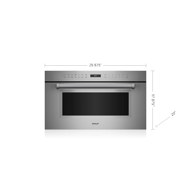 Stainless steel drop down microwave oven with digital controls and clear window for modern home improvement projects
