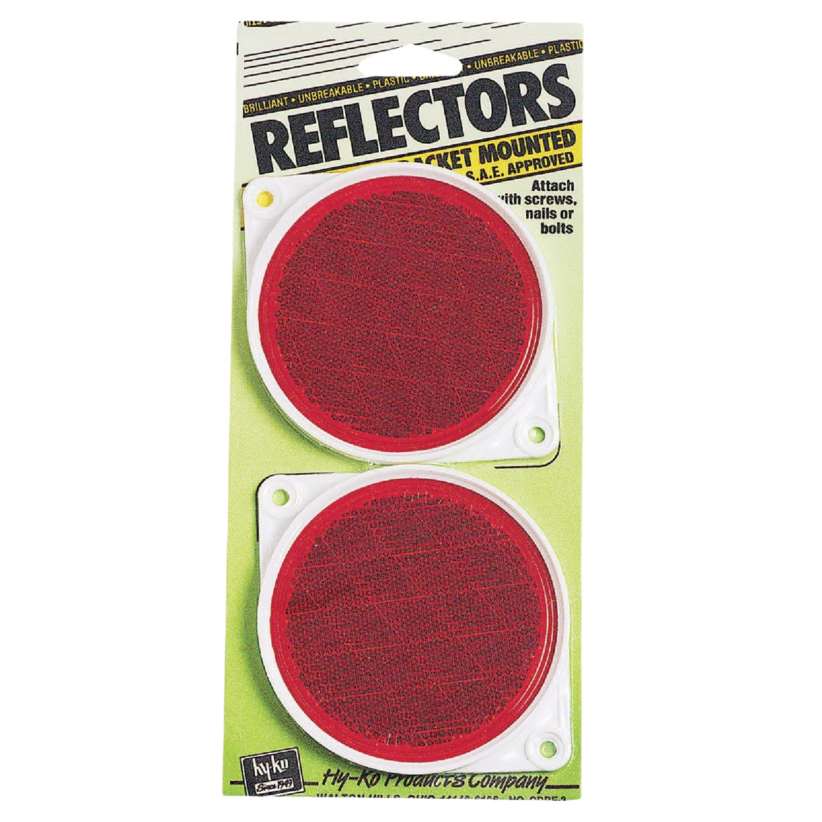 Pack of two round red nail-on reflectors with bracketed mounting for automotive and traffic safety use under $50 collections