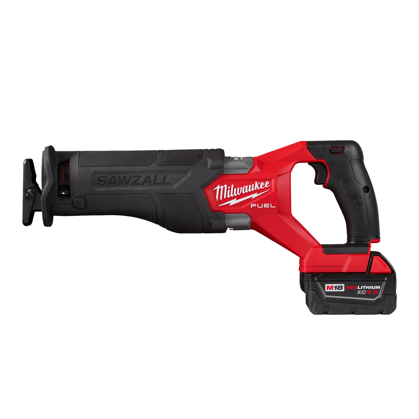 Milwaukee M18 FUEL™ cordless reciprocating saw with POWERSTATE brushless motor and REDLITHIUM battery, suited for power tools, woodworking, and home improvement.