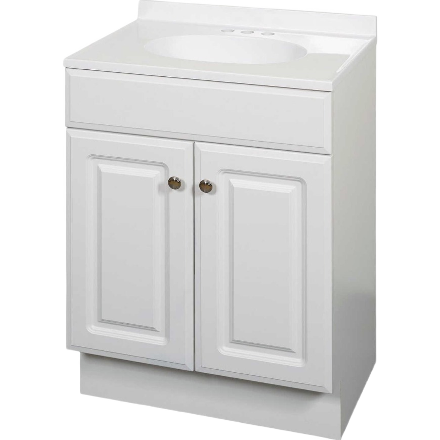 Zenith Zenna Home White Vanity with White Cultured Marble Top, 24 in. bathroom vanity for home improvement projects.