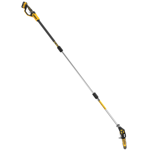Cordless brushless pole saw with 8-inch bar and chain, featuring an extendable pole, part of Dewalt Outdoor Power tools and home improvement collection.