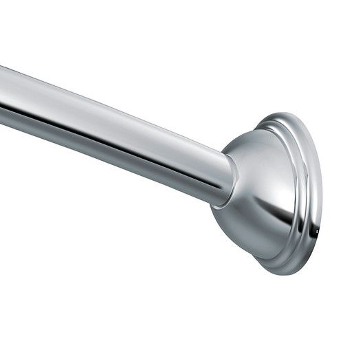 Chrome curved shower rod with adjustable length and mounting bracket for home improvement use