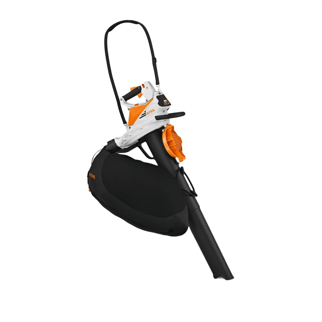 Compact battery-powered garden vacuum and shredder tool with ergonomic handle for home improvement tasks