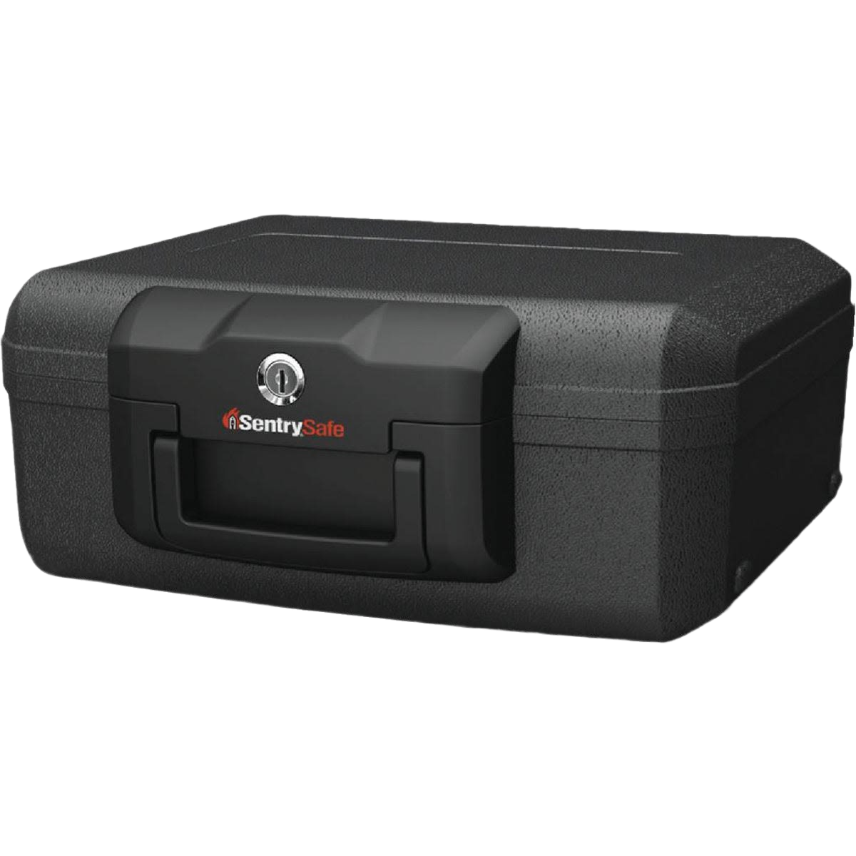 Compact black security chest with reinforced lock and handle for secure storage in home improvement hardware collections