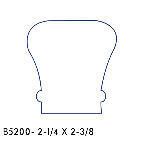 Outline drawing of a contoured handrail end cap for wood stair railing in home improvement projects