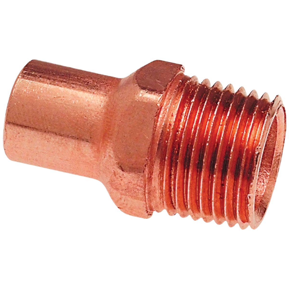 Copper pipe fitting adapter with male threaded end for plumbing in pipes and fittings collections under $50