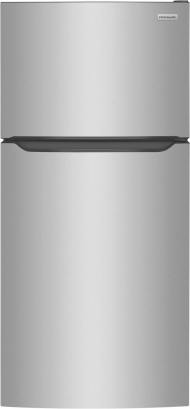 stainless steel top freezer refrigerator with wire and glass shelving in kitchen and appliances collection
