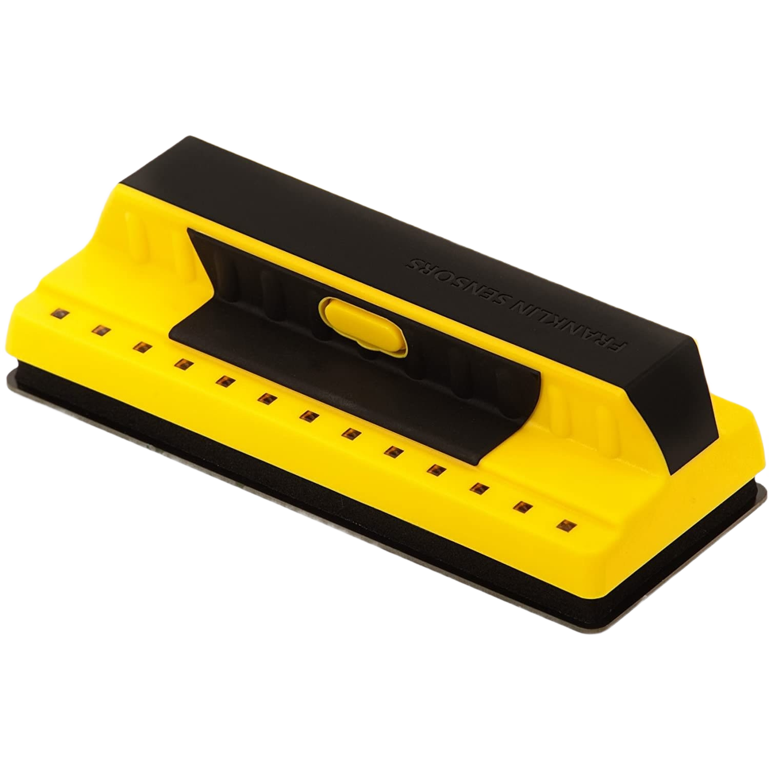 Yellow and black stud finder with ergonomic grip, suitable for woodworking and home improvement hand tools collections