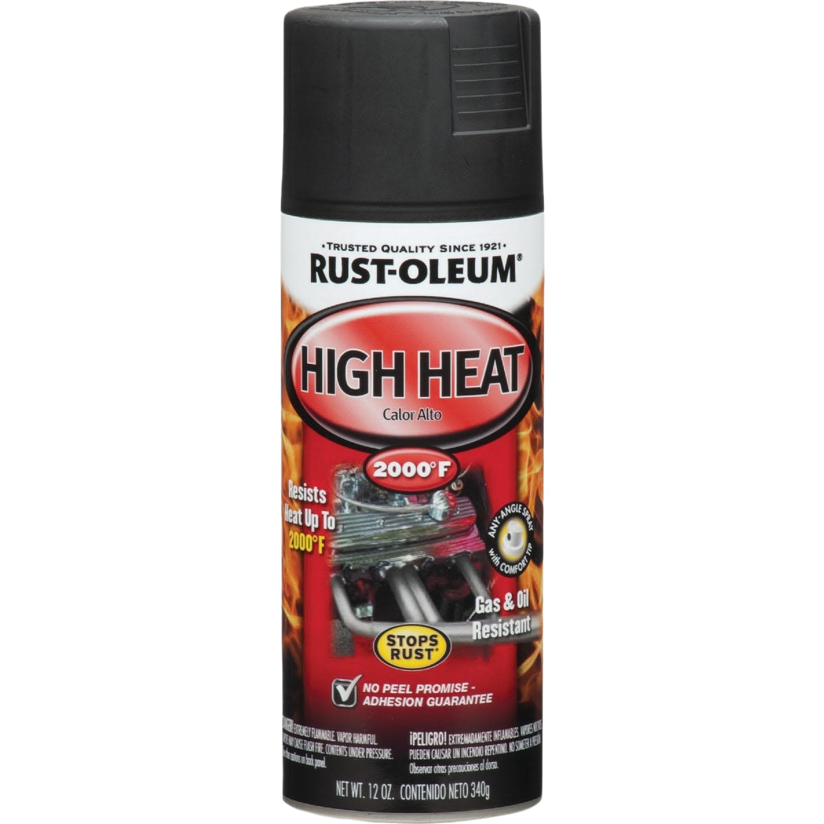 Matte black high heat spray paint can for automotive exhaust parts, rust-resistant and heat tolerant up to 2000°F