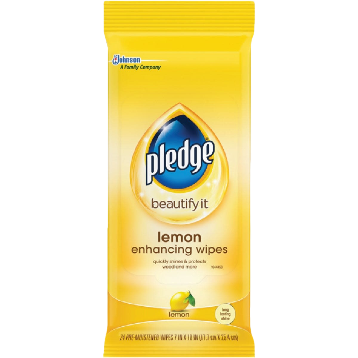 Pack of 24 lemon-scented furniture polish wipes for cleaning, shining, and protecting wood surfaces in homes.