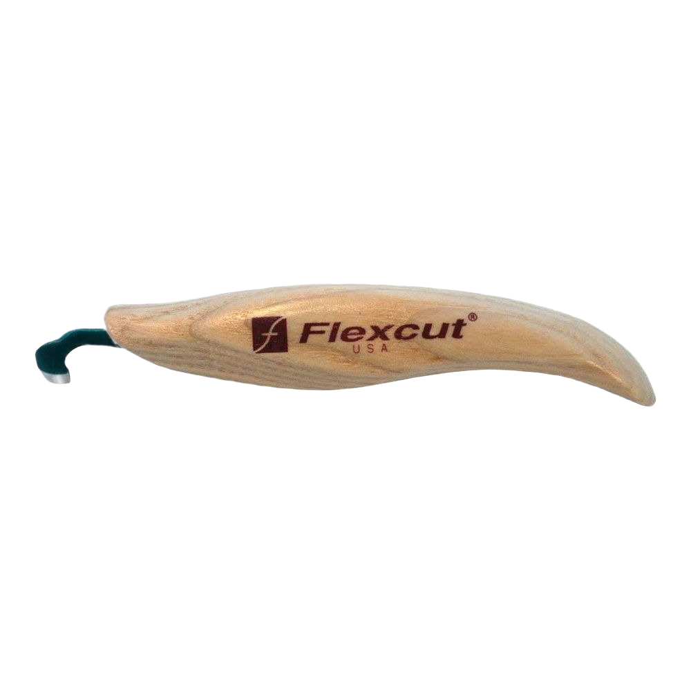 Wood-handled left-handed carving tool with curved blade for detailed woodworking in carving and pyrography collection