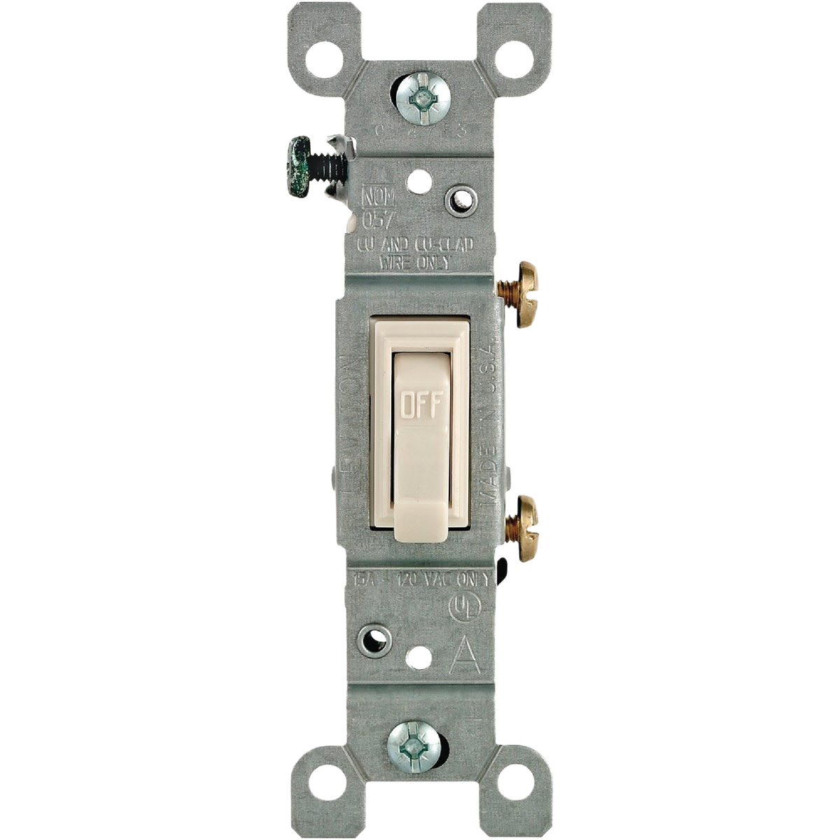 Light almond 15 amp toggle switch for single pole grounded applications in Electrical and Home Improvement collections under $50