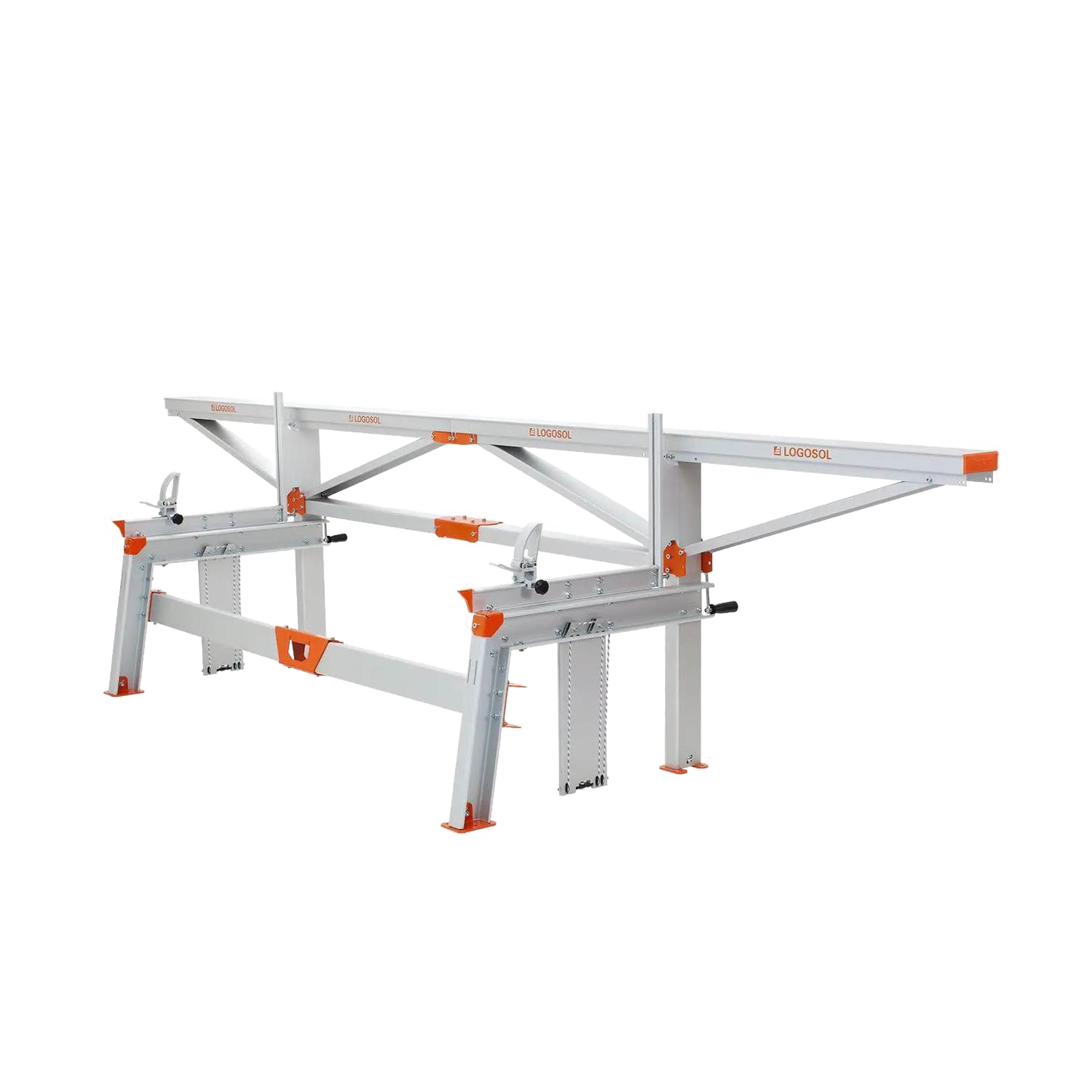 Portable aluminum chain sawmill frame with adjustable log lifts for outdoor power tools and woodworking use