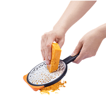 Handheld orange coarse grater with ergonomic black handle for quick grating in kitchen gadgets and utensils under $50 collection