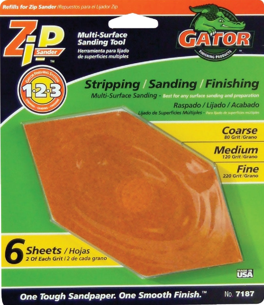 6-pack of coarse, medium, and fine grit sandpaper sheets for multi-surface sanding in home improvement tools collections