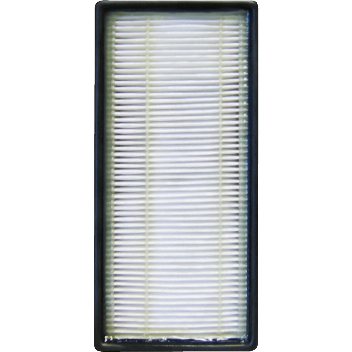 Rectangular HEPA air purifier filter with pleated white filtering material and black frame for home air quality improvement