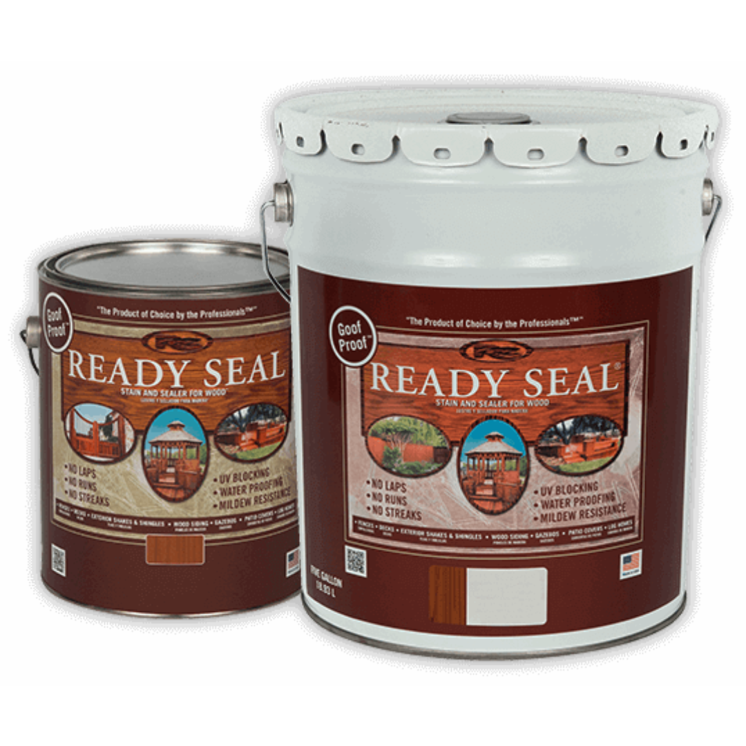 Two containers of Ready Seal Dark Walnut exterior wood stain and sealer from stain and finishes collection