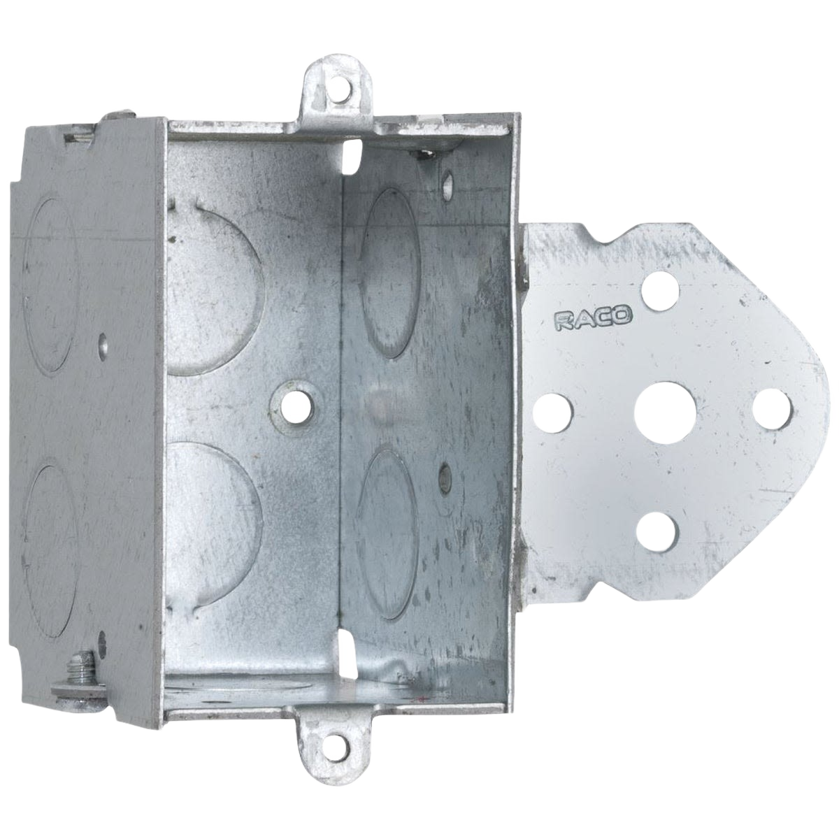 Galvanized steel 1-gang electrical wall box with bracket for secure mounting in home improvement projects