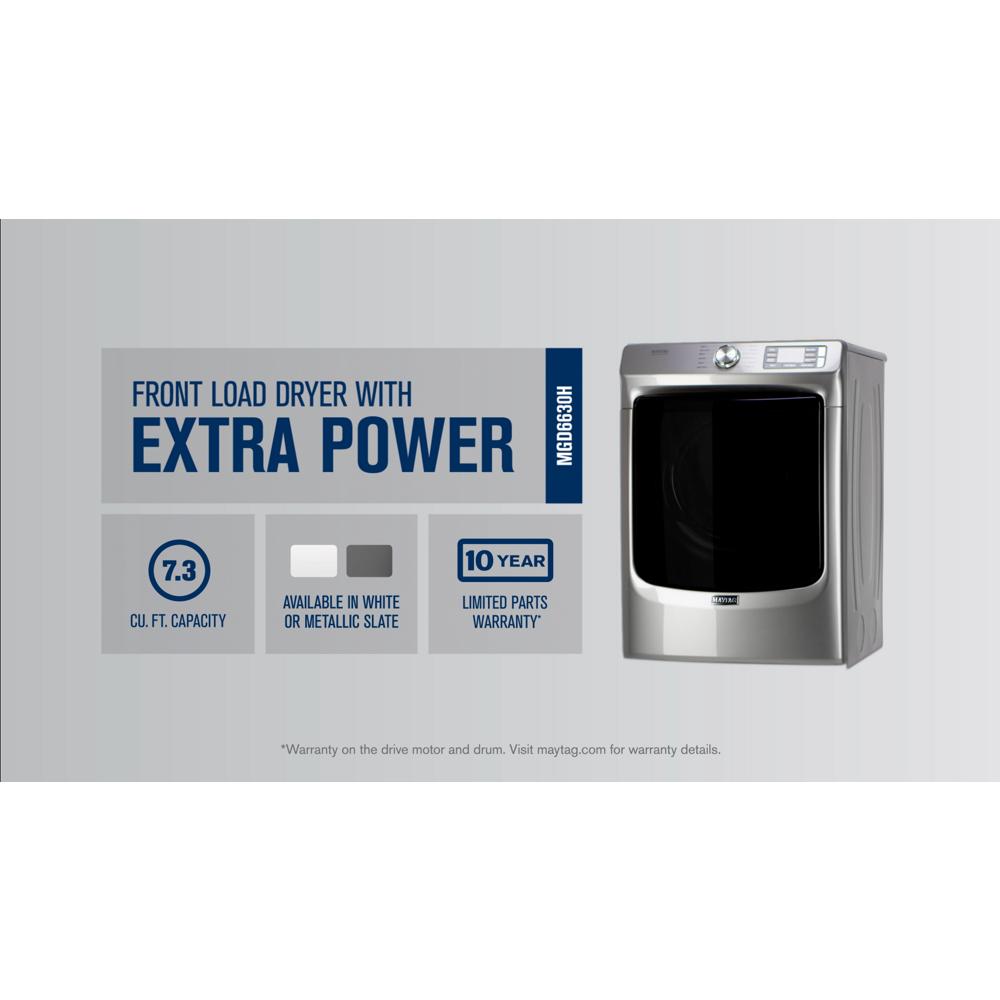 Silver front load gas dryer with digital controls and 7.3 cu. ft. capacity from dryers and gas dryers collection
