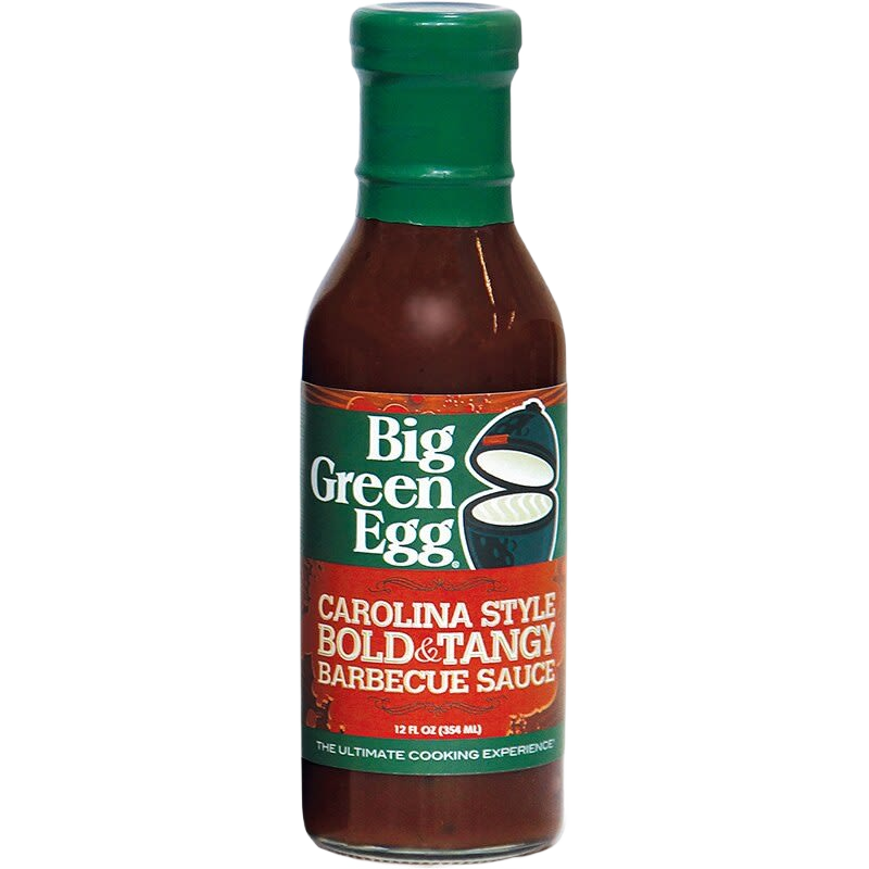 Bottle of Big Green Egg Carolina Style Bold and Tangy barbecue sauce for grilling and outdoor cooking