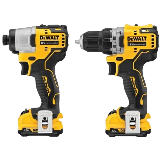 Cordless compact drill and impact driver set in yellow and black for efficient home improvement tasks