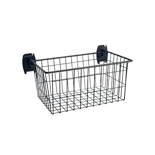 Black metal wire basket mounted on wall for Storage & Organization and Garage Storage use under $100 collection