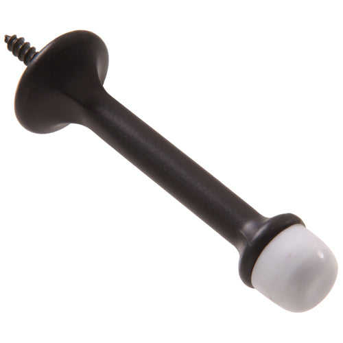 Oil rubbed bronze rigid door stop with white tip and screw mount for door hardware and home improvement projects under $50