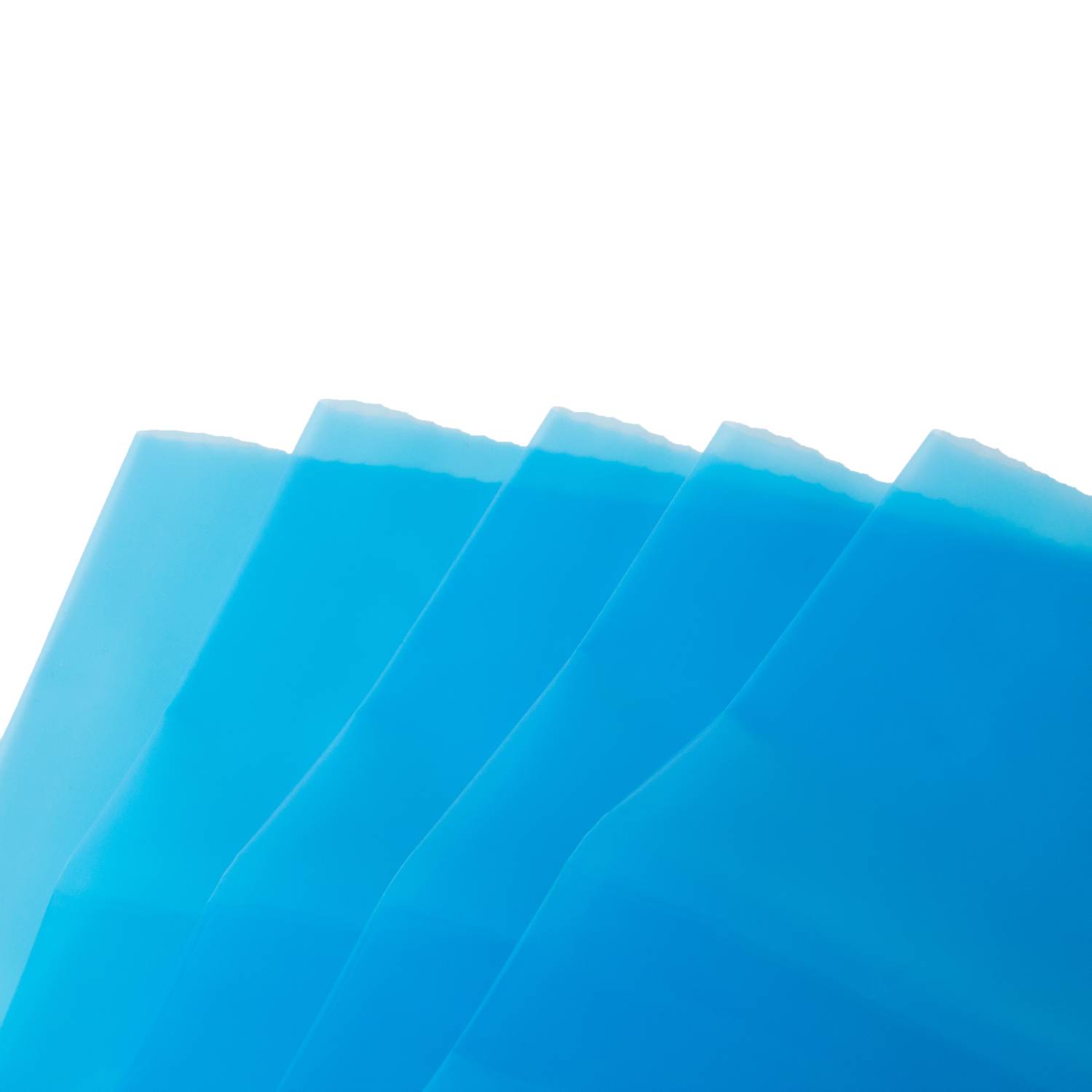 Set of translucent blue plastic sap sacks for collecting maple sap in home improvement and sugaring use