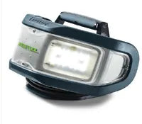 Compact cordless work light with a sturdy handle and bright LED panel, designed for hands-free illumination in home improvement tasks.