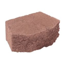 Single reddish-brown landscaping stone with rough textured edges and a flat top surface, suitable for outdoor paths or garden borders.