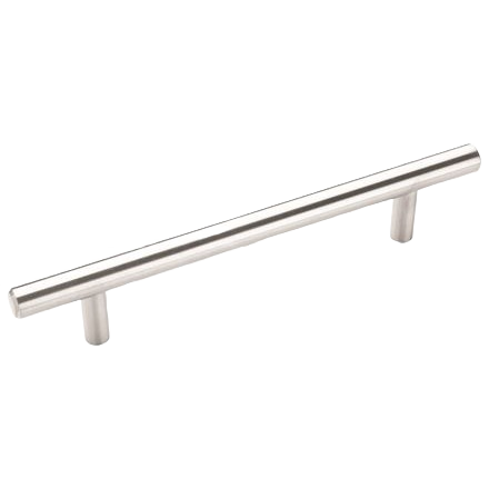 Sleek stainless steel bar pull with clean lines for cabinet and furniture hardware in home improvement collections