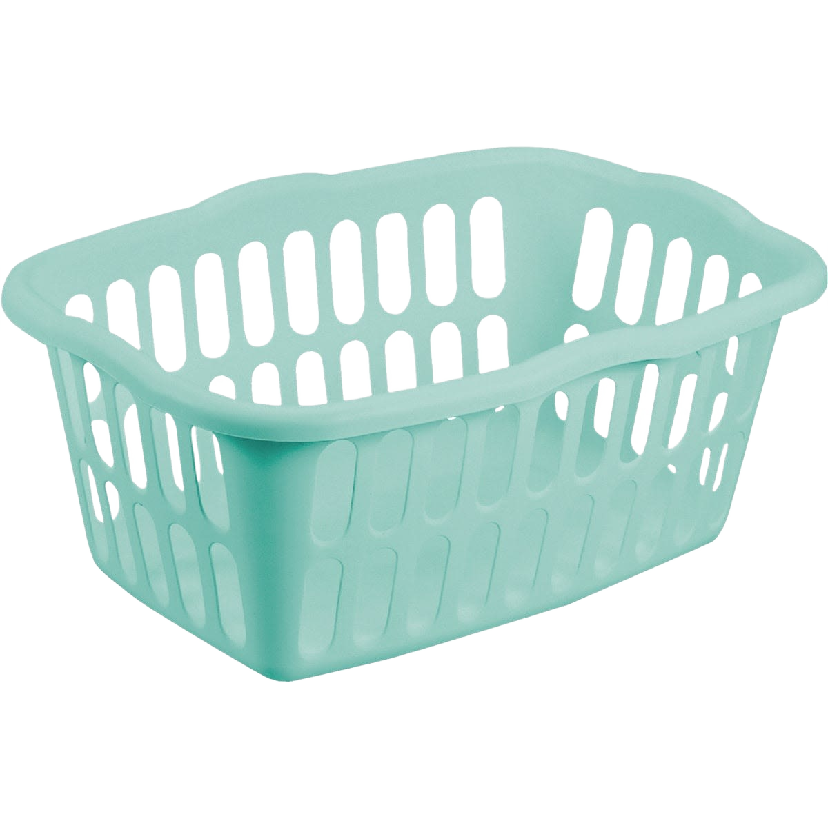 Light blue plastic laundry basket with ventilated sides for storage and laundry organization under $50 collection