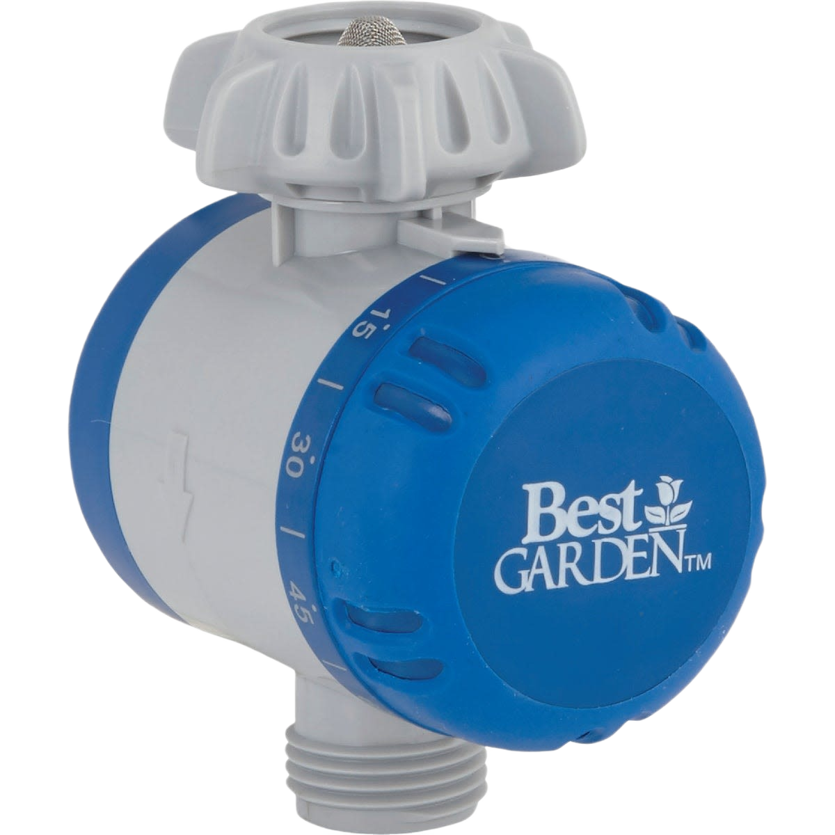 Blue and gray single outlet mechanical water timer for lawn sprinklers in garden watering and irrigation tools collections