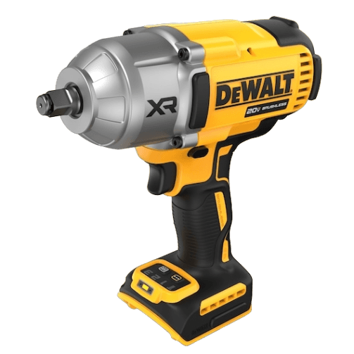 Yellow and black cordless high torque impact wrench with brushless motor for tools and home improvement tasks