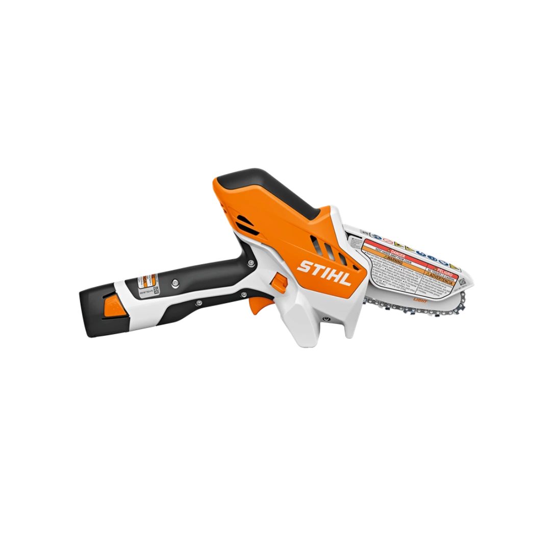 Compact handheld battery garden pruner with ergonomic handle and safety guard for precise trimming tasks