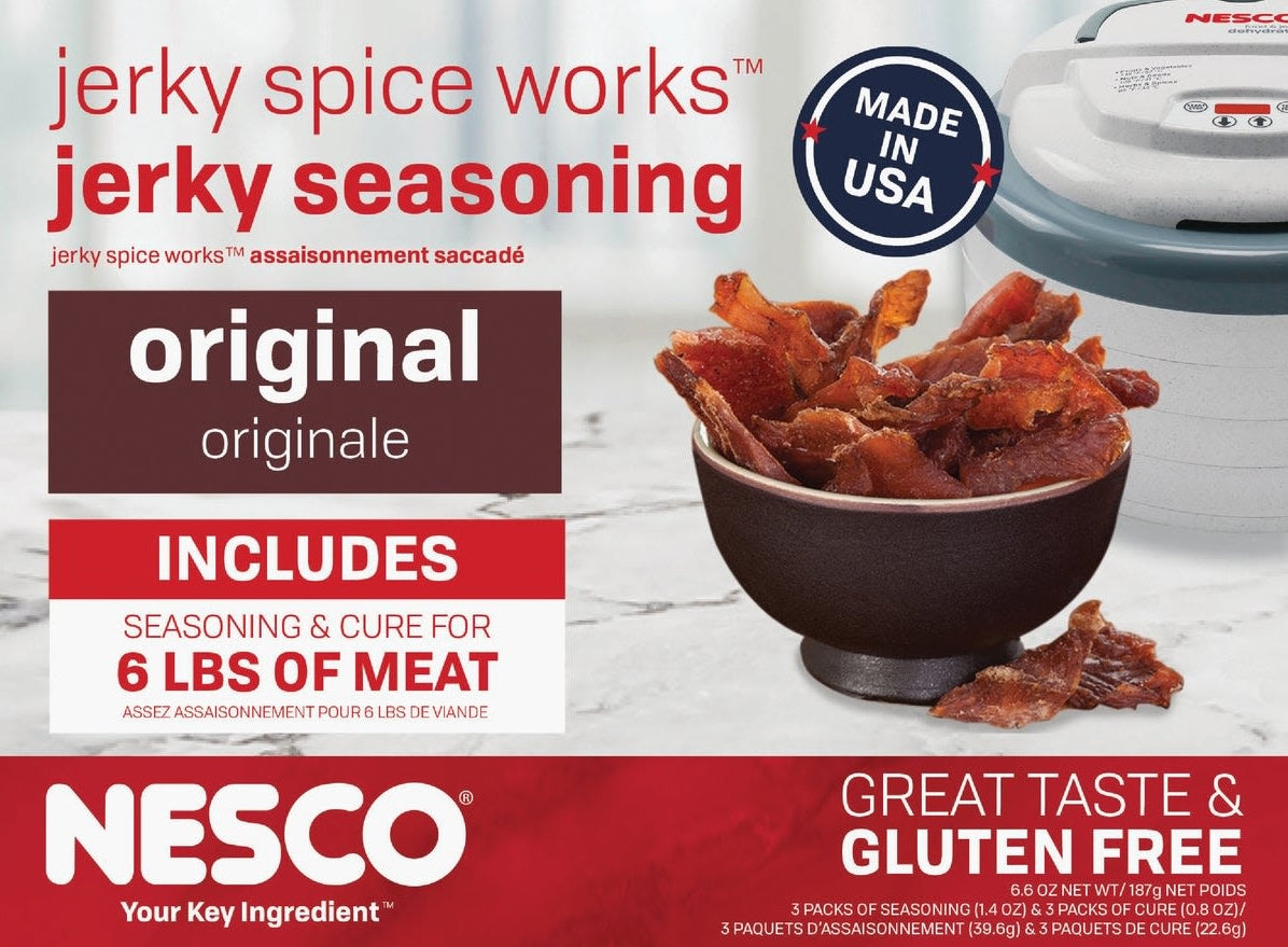 Nesco seasoning packet with jerky cure and finished jerky in bowl for kitchenware under $50 collections