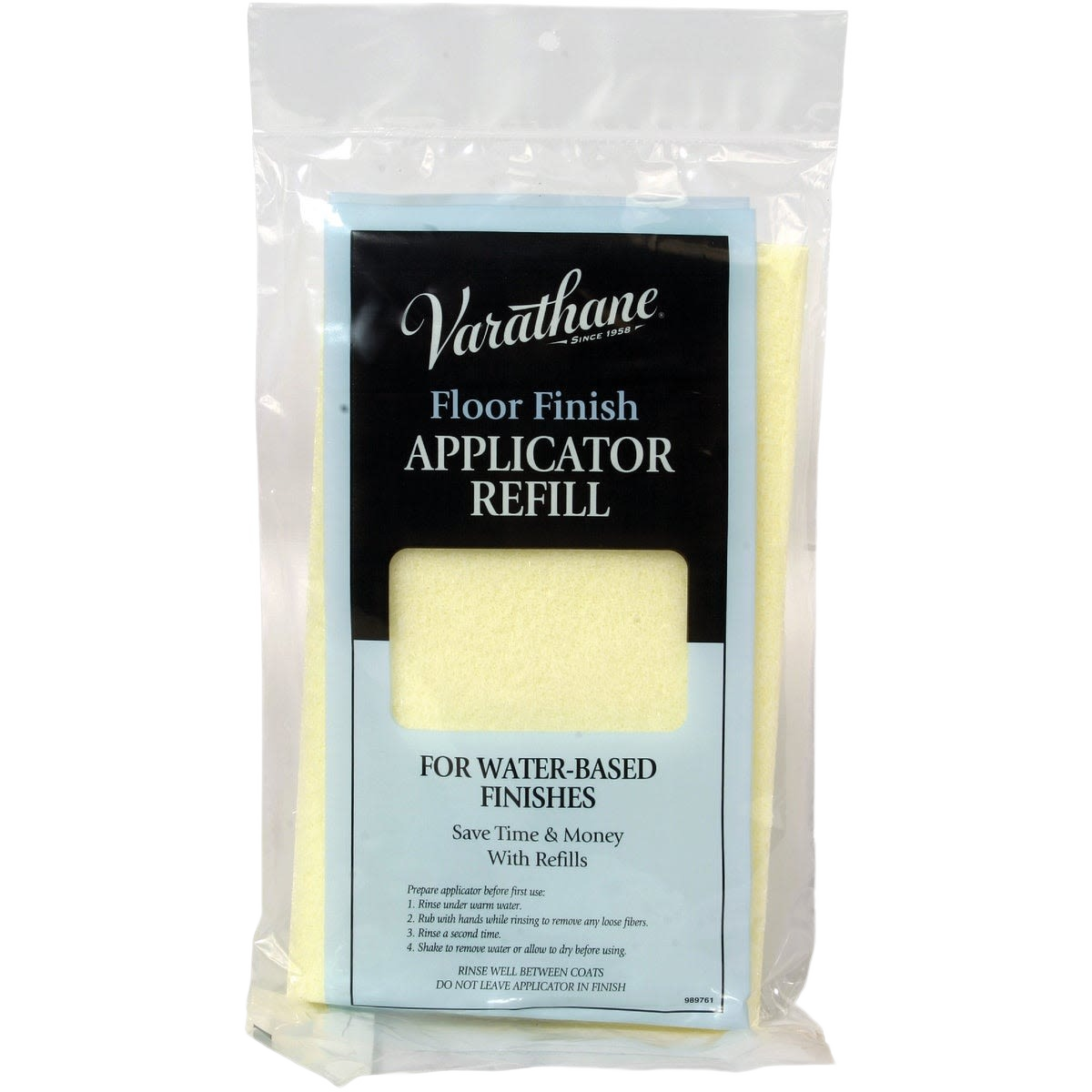 Replacement synthetic roller cover with light blue backing for water-based floor finish applicators in paint and supplies collections